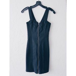 H&M Black Front Zipped Body-con Dress